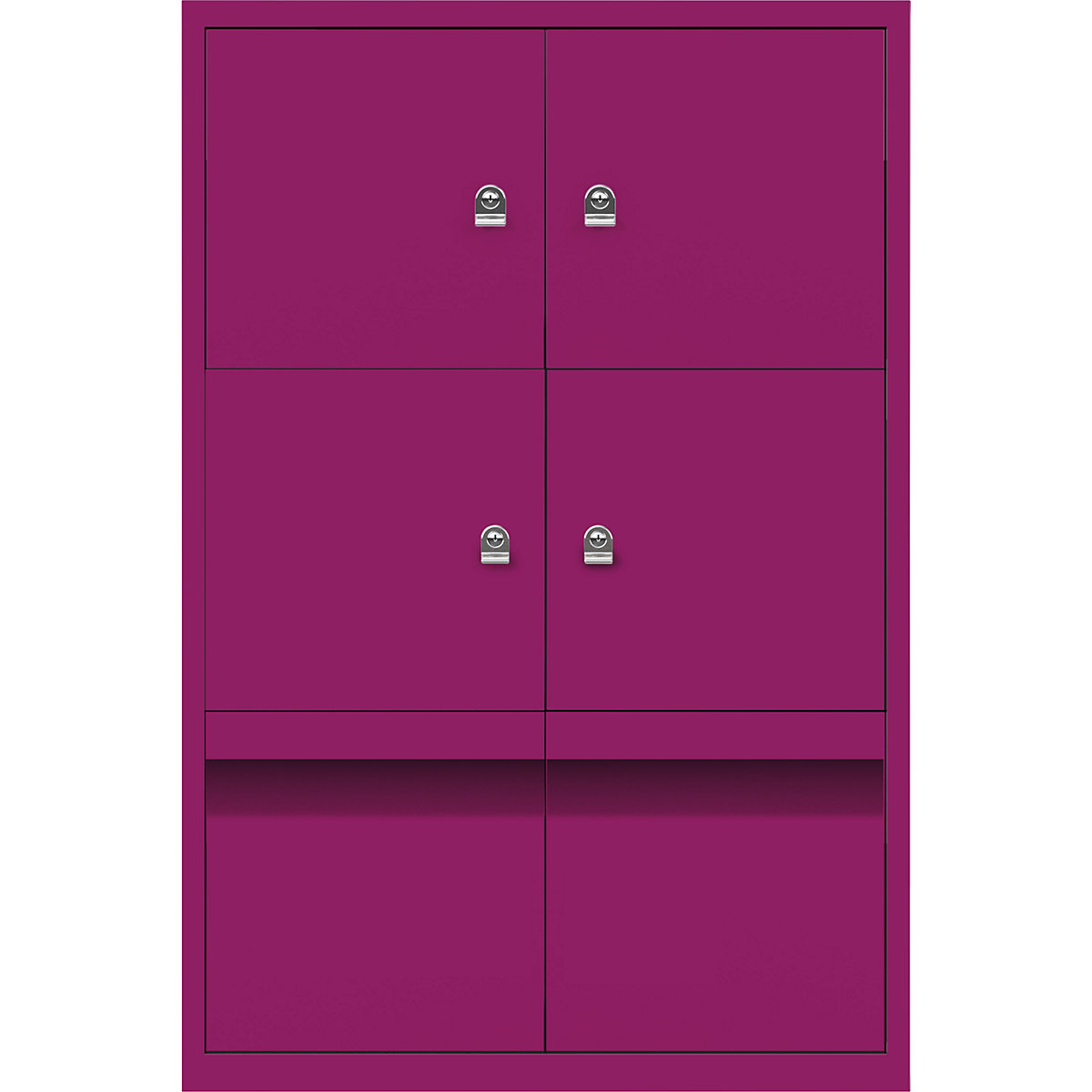 LateralFile™ lodge – BISLEY, with 4 lockable compartments and 2 drawers, height 375 mm each, fuchsia-4