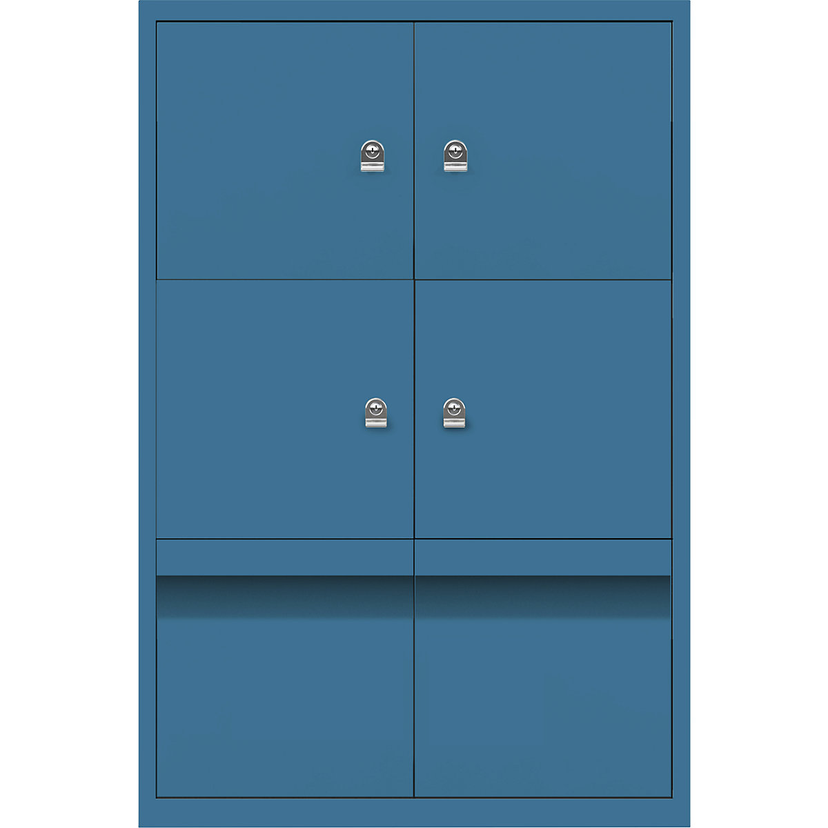 LateralFile™ lodge – BISLEY, with 4 lockable compartments and 2 drawers, height 375 mm each, azure-7
