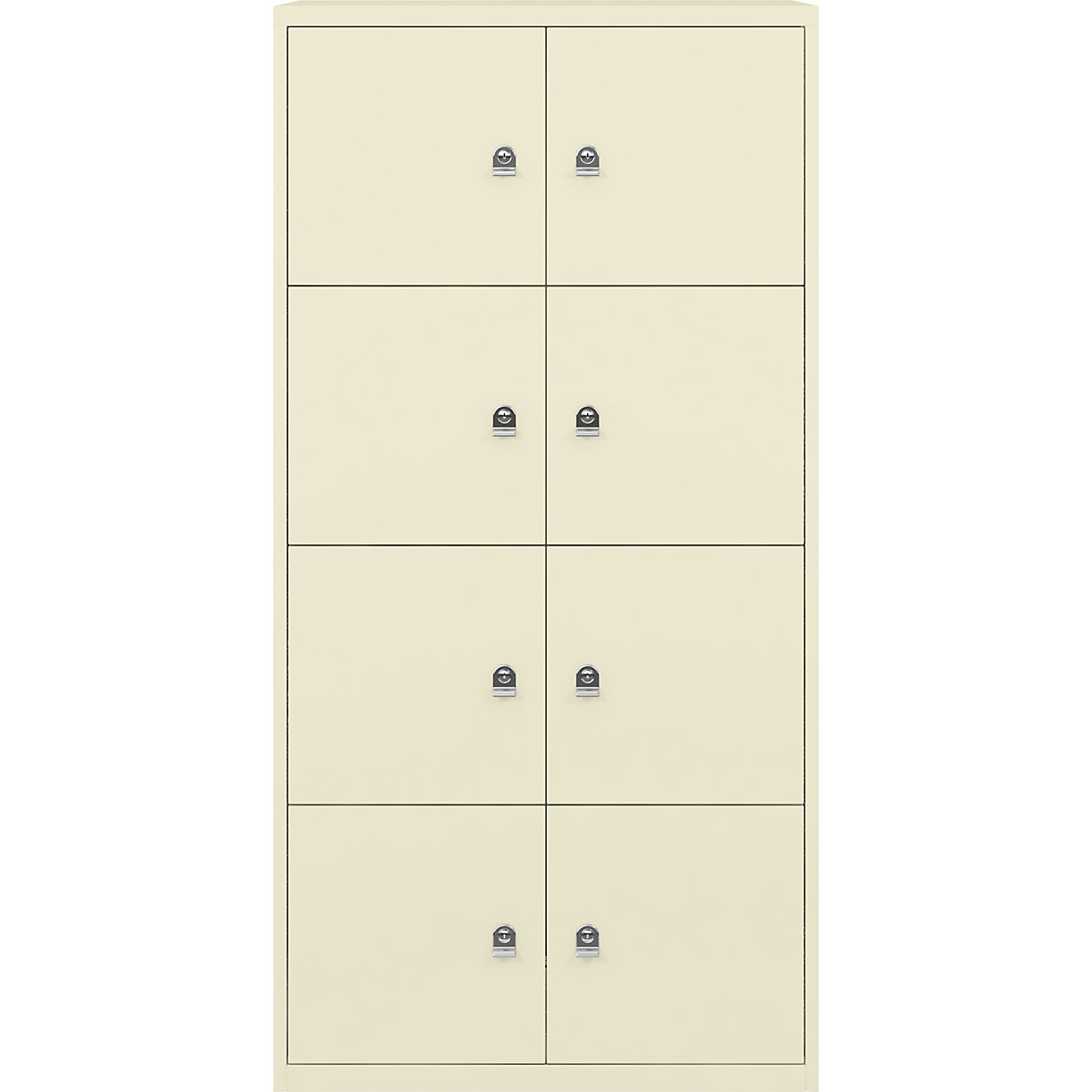 BISLEY – LateralFile™ lodge, with 8 lockable compartments, height 375 mm each, light ivory