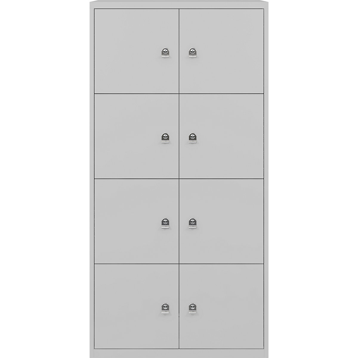 BISLEY – LateralFile™ lodge, with 8 lockable compartments, height 375 mm each, goose grey