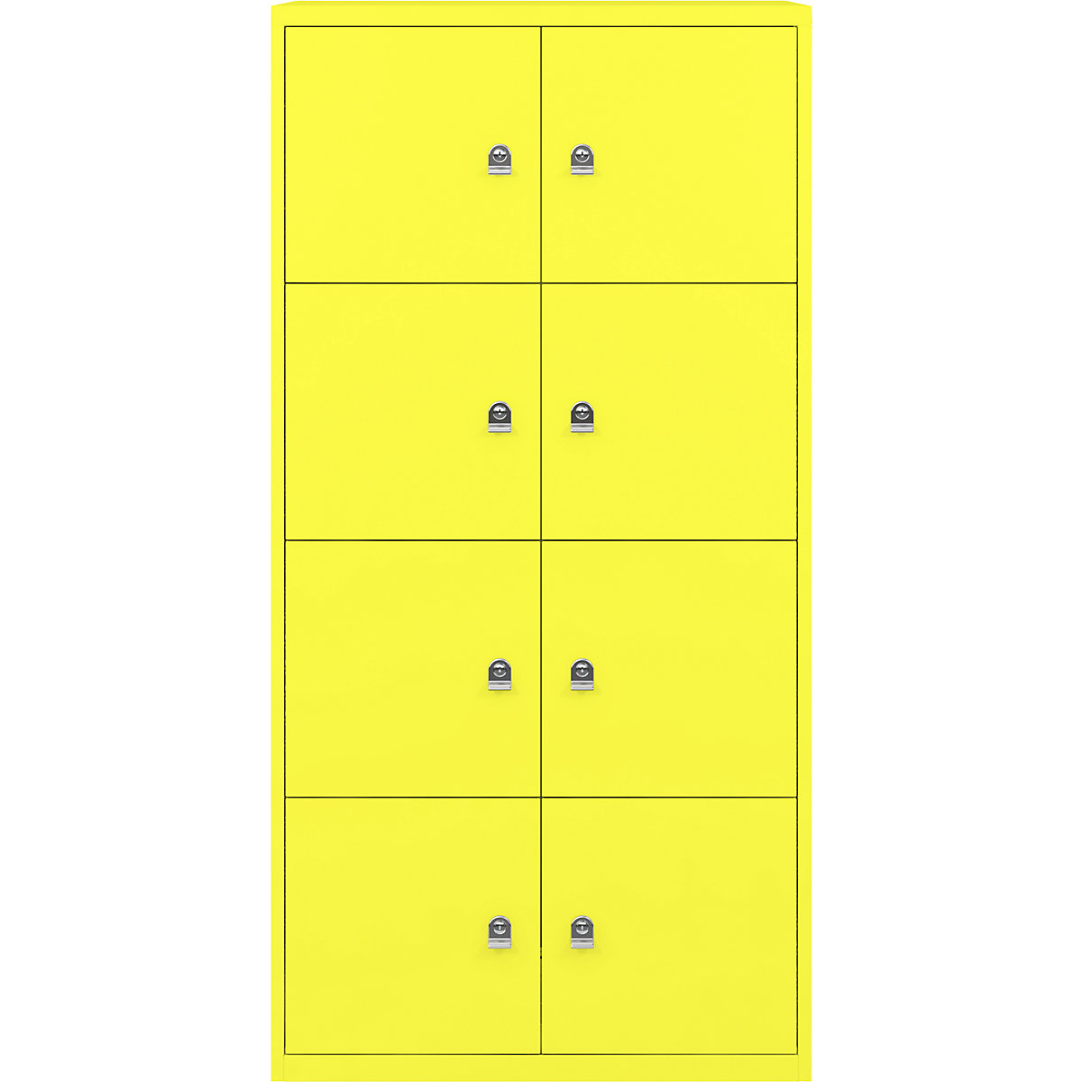 BISLEY – LateralFile™ lodge, with 8 lockable compartments, height 375 mm each, zinc yellow