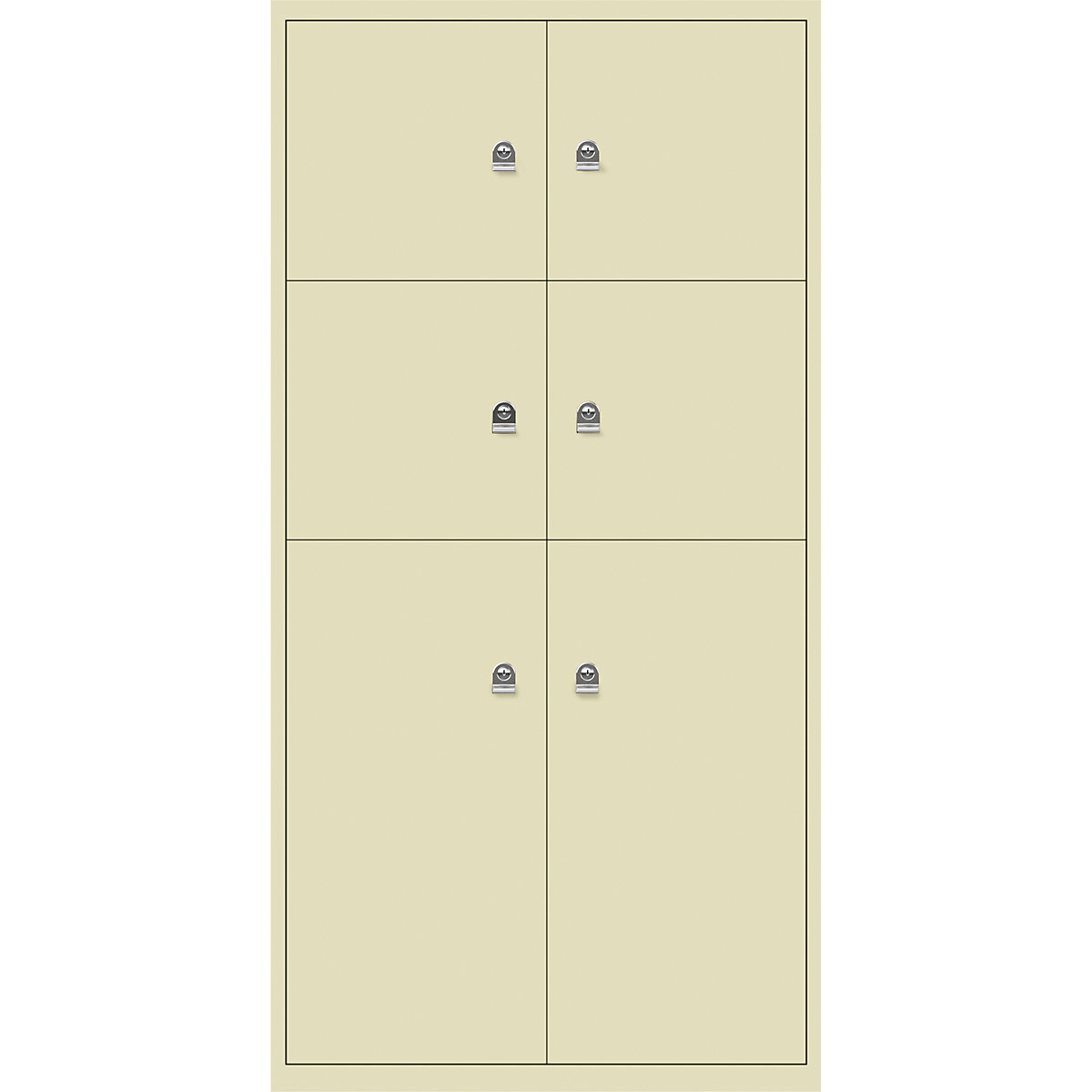 LateralFile™ lodge – BISLEY, with 6 lockable compartments, height 4 x 375 mm, 2 x 755 mm, cream-11