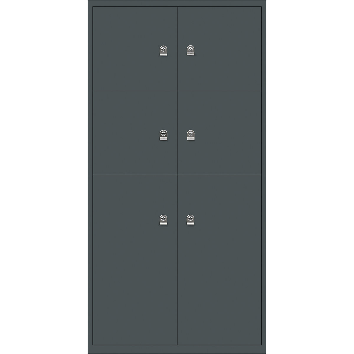 LateralFile™ lodge – BISLEY, with 6 lockable compartments, height 4 x 375 mm, 2 x 755 mm, charcoal-6