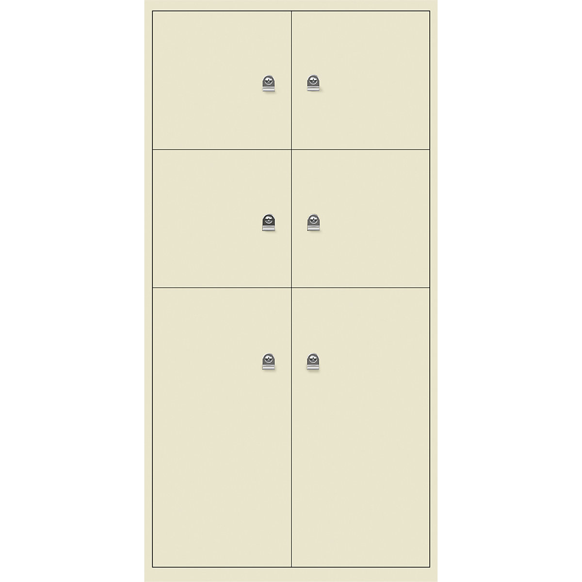 LateralFile™ lodge – BISLEY, with 6 lockable compartments, height 4 x 375 mm, 2 x 755 mm, light ivory-28