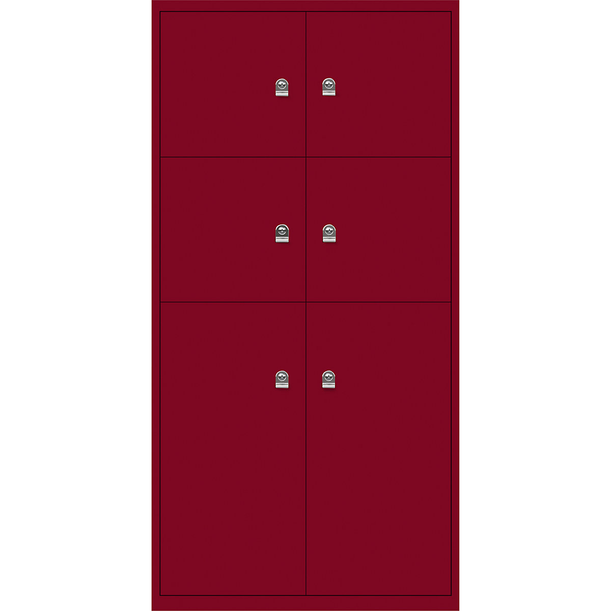 LateralFile™ lodge – BISLEY, with 6 lockable compartments, height 4 x 375 mm, 2 x 755 mm, cardinal red-25