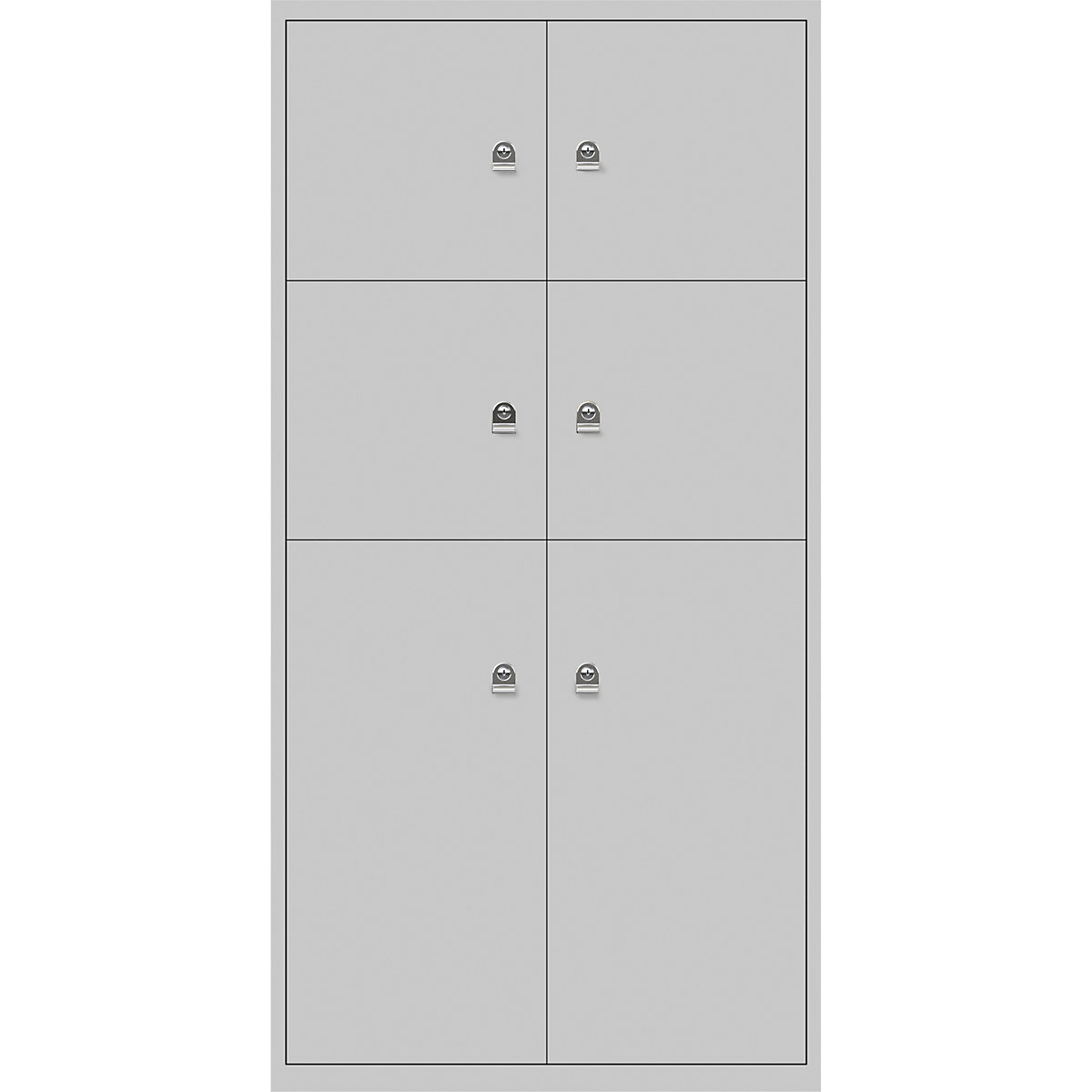 LateralFile™ lodge – BISLEY, with 6 lockable compartments, height 4 x 375 mm, 2 x 755 mm, goose grey-5