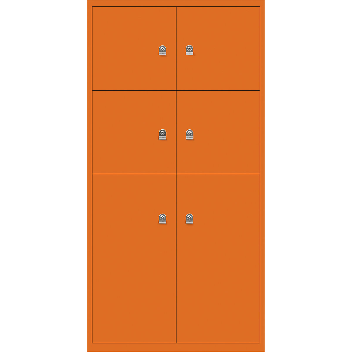 LateralFile™ lodge – BISLEY, with 6 lockable compartments, height 4 x 375 mm, 2 x 755 mm, orange-17