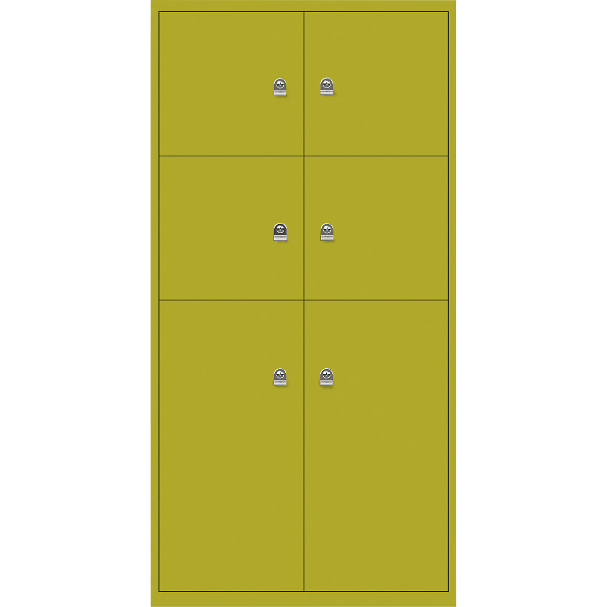 LateralFile™ lodge – BISLEY, with 6 lockable compartments, height 4 x 375 mm, 2 x 755 mm, mimosa-9