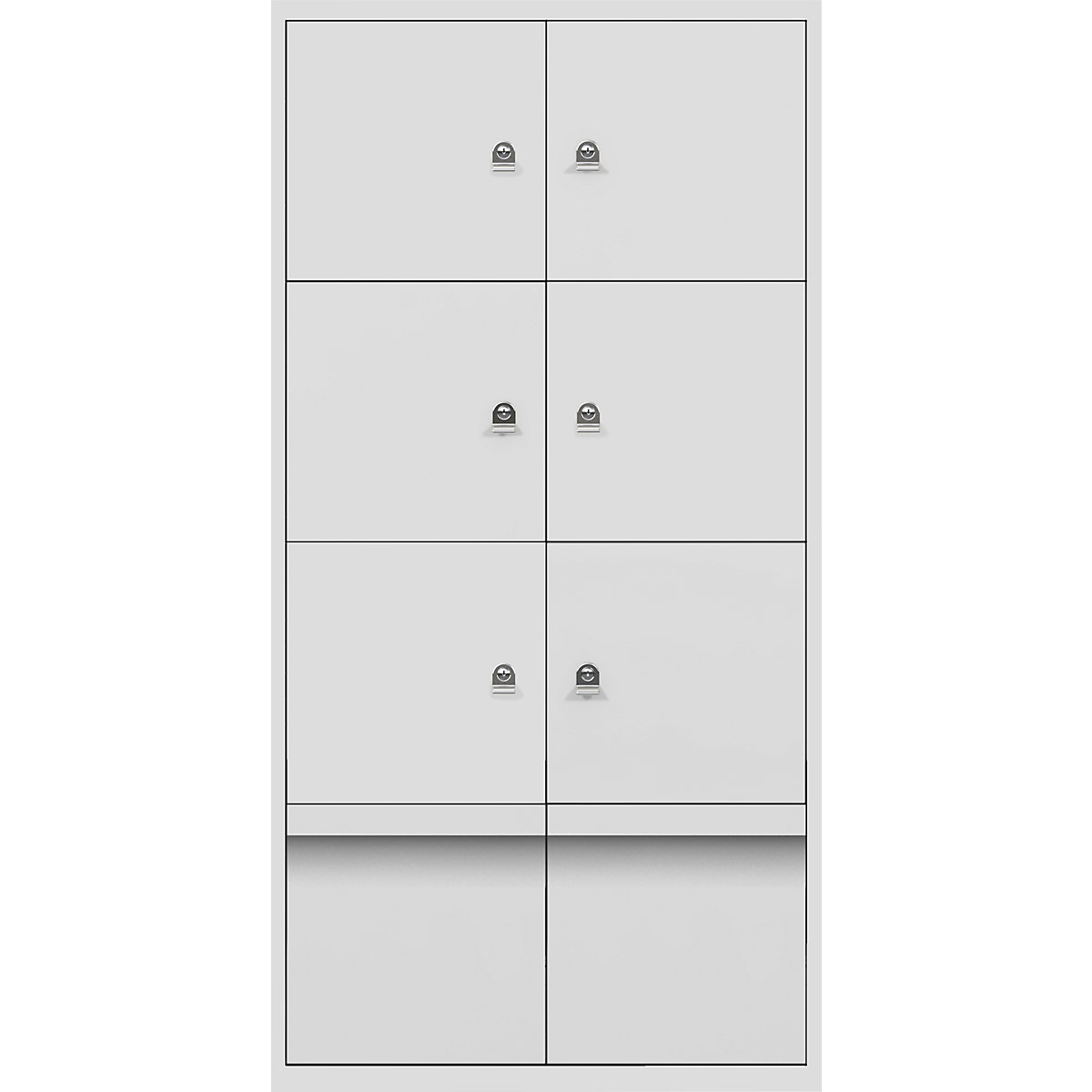 BISLEY – LateralFile™ lodge, with 6 lockable compartments and 2 drawers, height 375 mm each, light grey