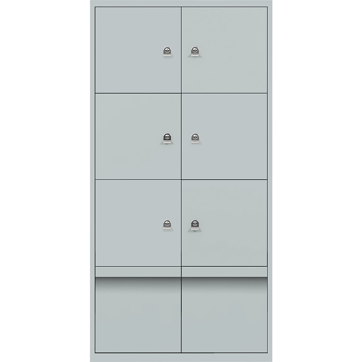BISLEY – LateralFile™ lodge, with 6 lockable compartments and 2 drawers, height 375 mm each, silver