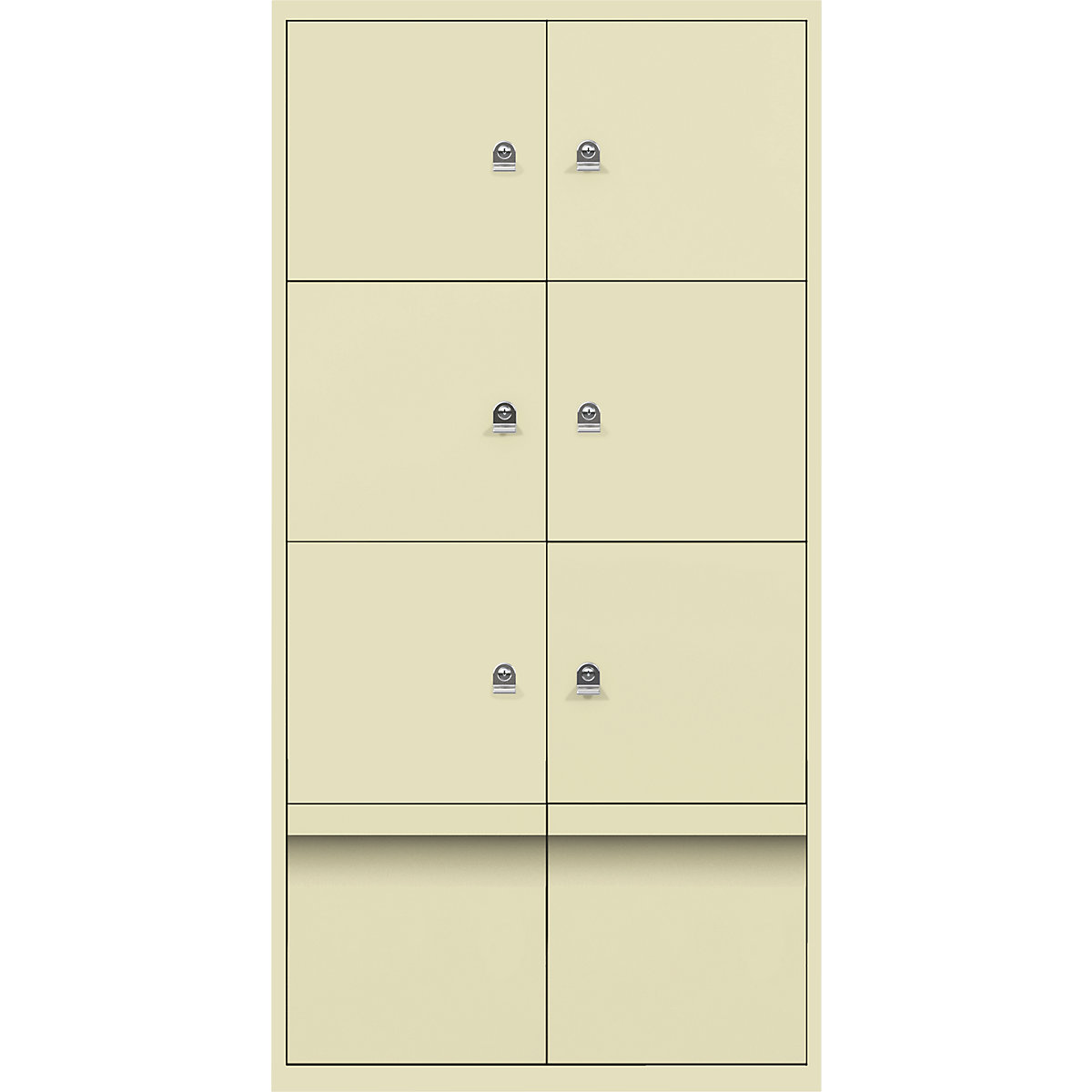 BISLEY – LateralFile™ lodge, with 6 lockable compartments and 2 drawers, height 375 mm each, cream
