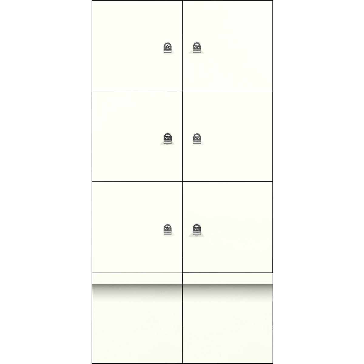 BISLEY – LateralFile™ lodge, with 6 lockable compartments and 2 drawers, height 375 mm each, pure white