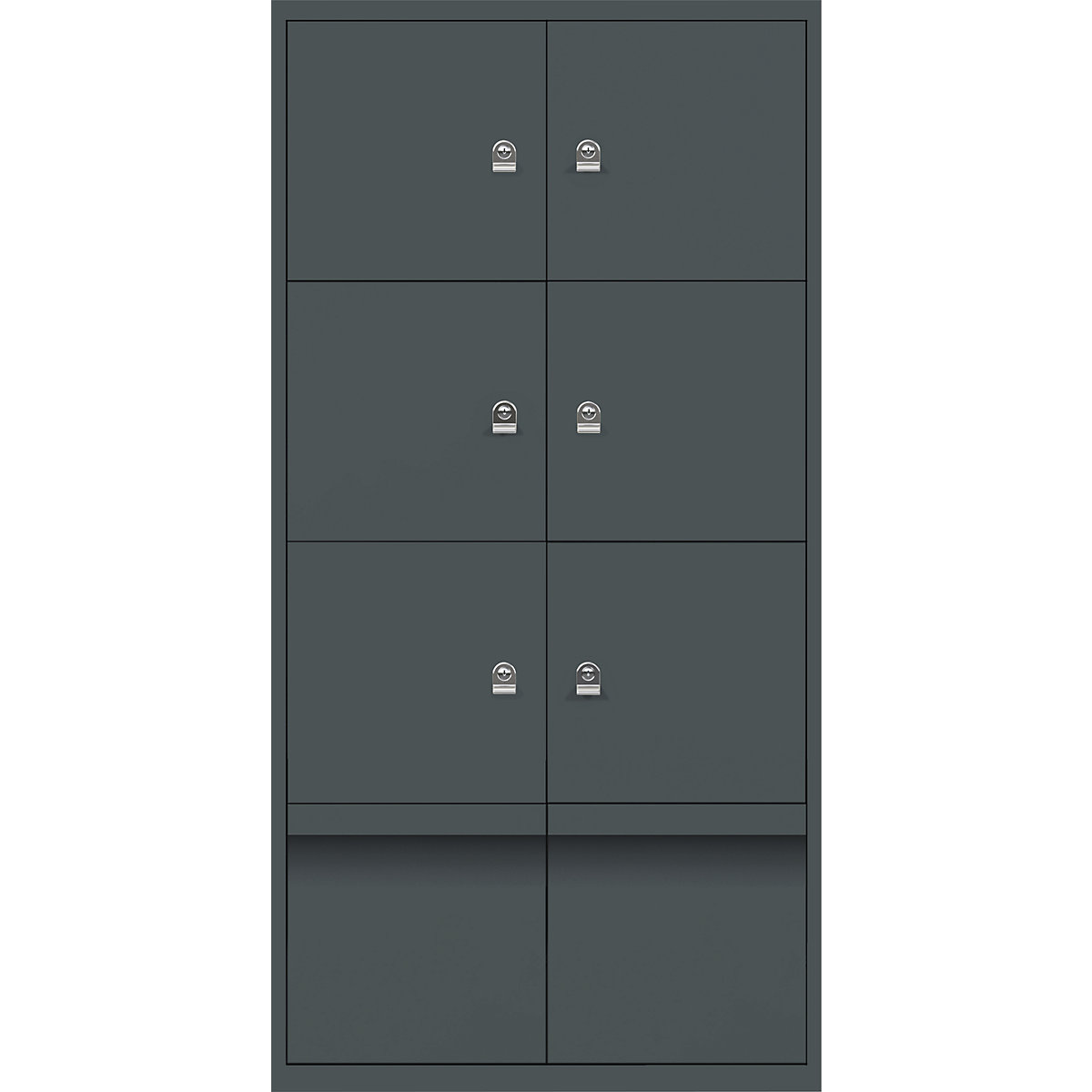 BISLEY – LateralFile™ lodge, with 6 lockable compartments and 2 drawers, height 375 mm each, charcoal