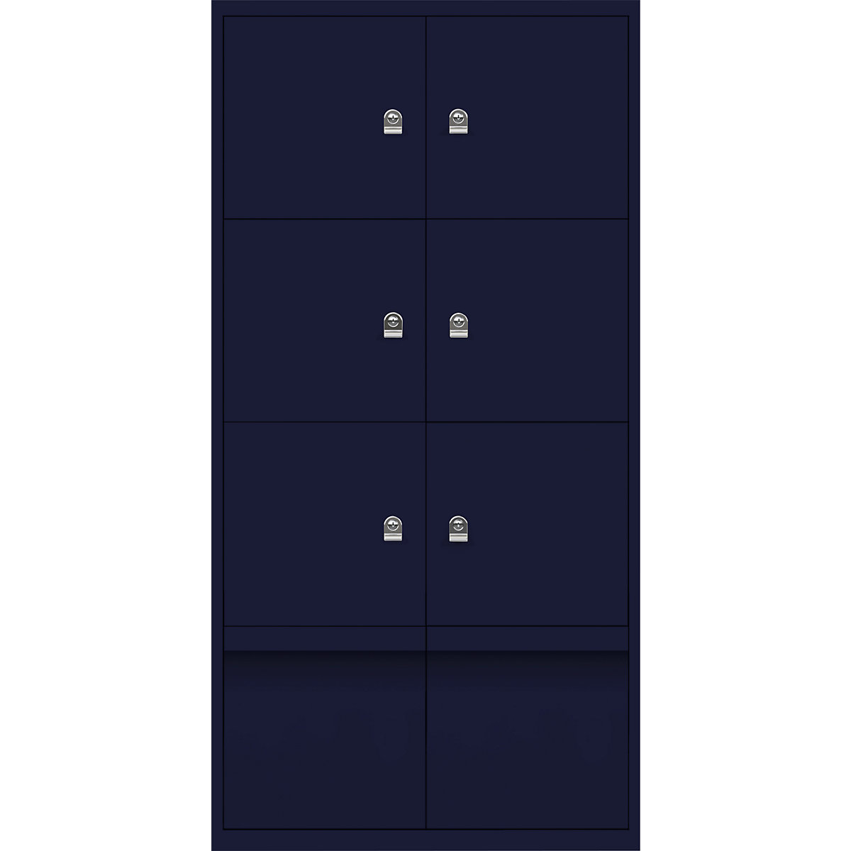 BISLEY – LateralFile™ lodge, with 6 lockable compartments and 2 drawers, height 375 mm each, oxford blue