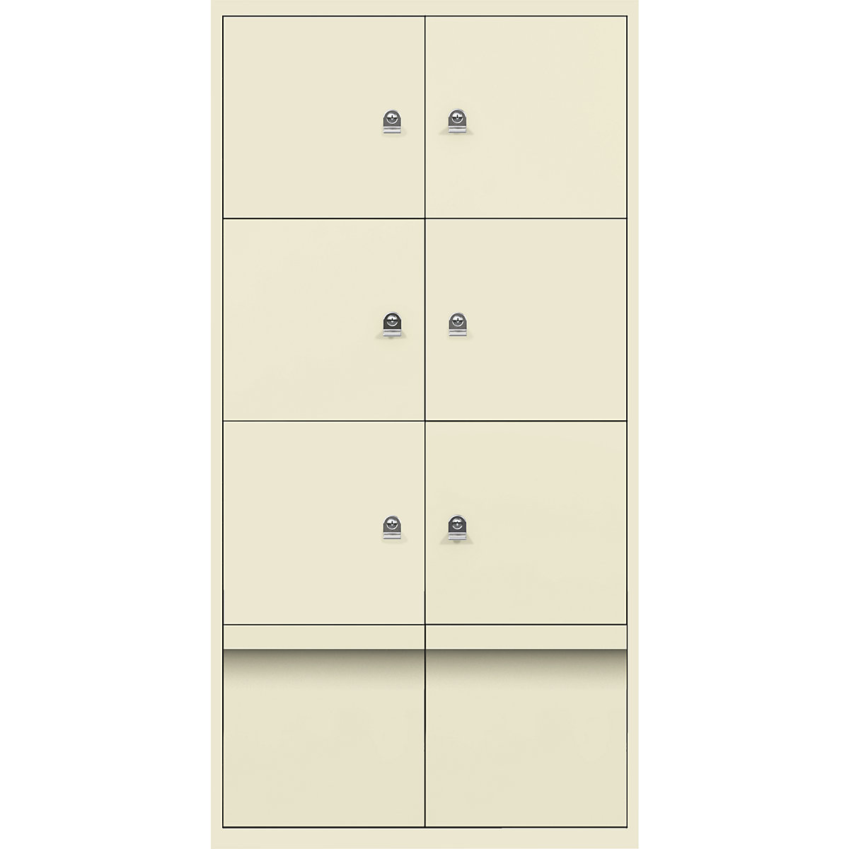 BISLEY – LateralFile™ lodge, with 6 lockable compartments and 2 drawers, height 375 mm each, light ivory