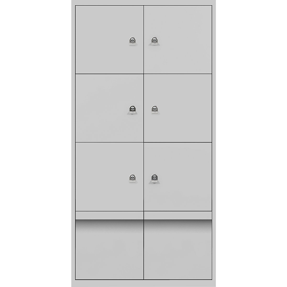 BISLEY – LateralFile™ lodge, with 6 lockable compartments and 2 drawers, height 375 mm each, goose grey