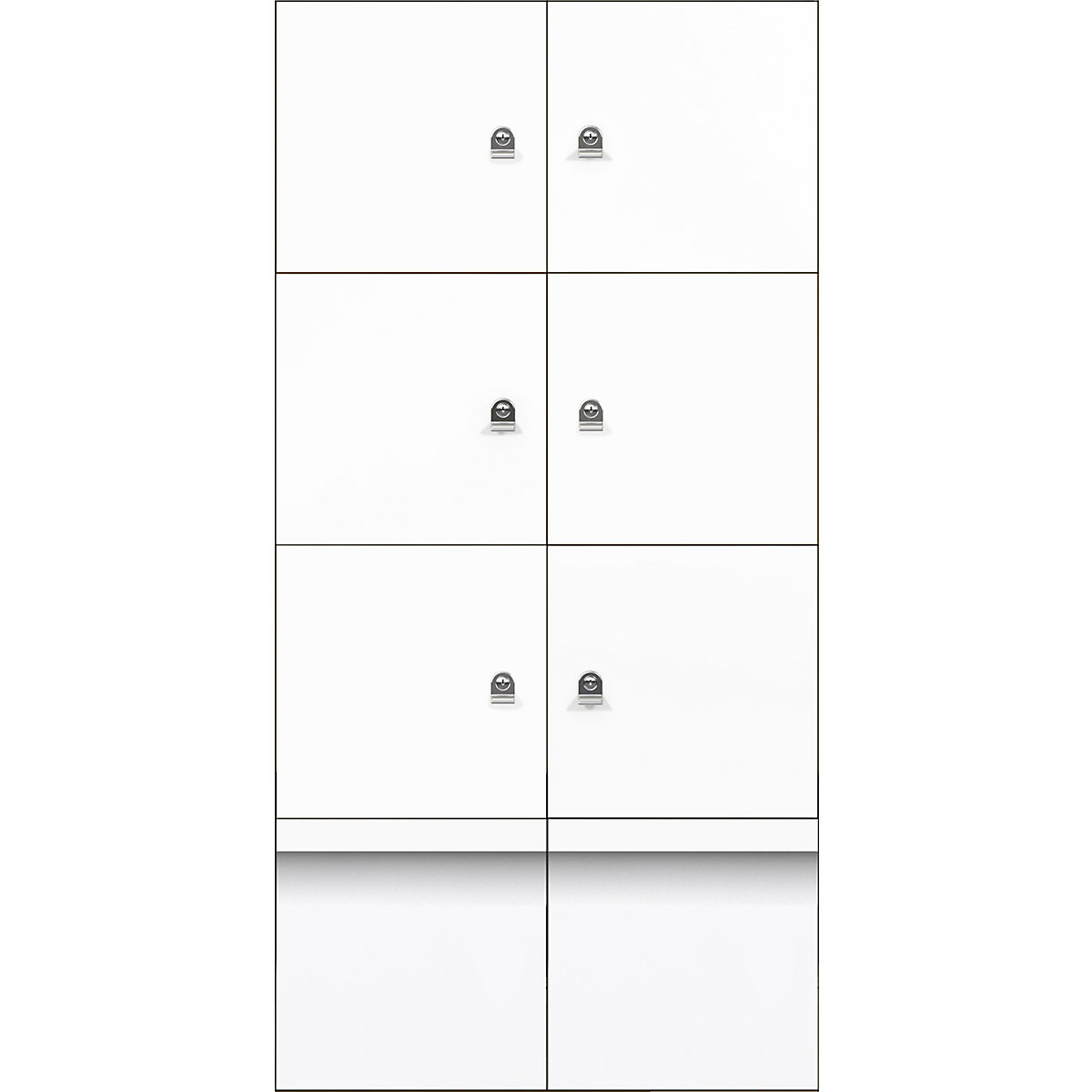BISLEY – LateralFile™ lodge, with 6 lockable compartments and 2 drawers, height 375 mm each, traffic white