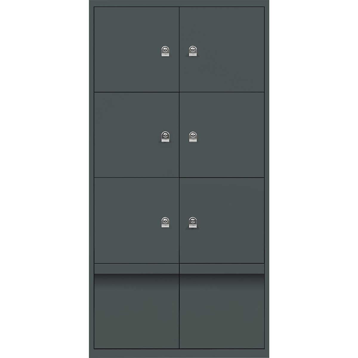 BISLEY – LateralFile™ lodge, with 6 lockable compartments and 2 drawers, height 375 mm each, slate