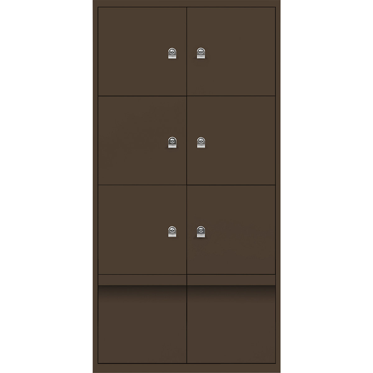 BISLEY – LateralFile™ lodge, with 6 lockable compartments and 2 drawers, height 375 mm each, coffee