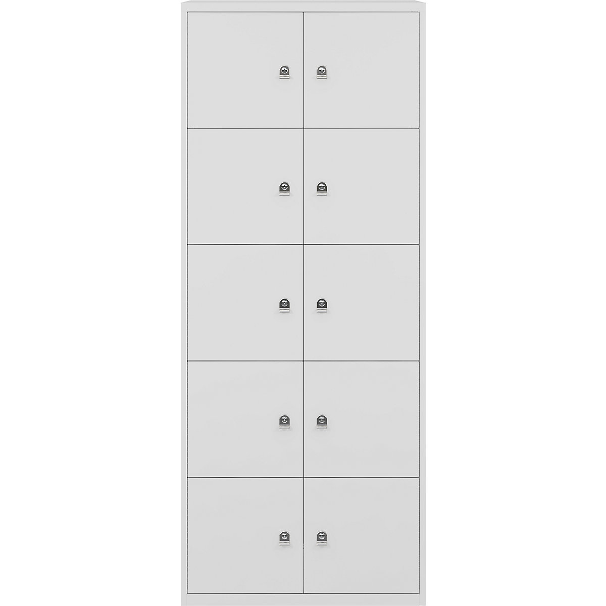 LateralFile™ lodge – BISLEY, with 10 lockable compartments, height 375 mm each, light grey