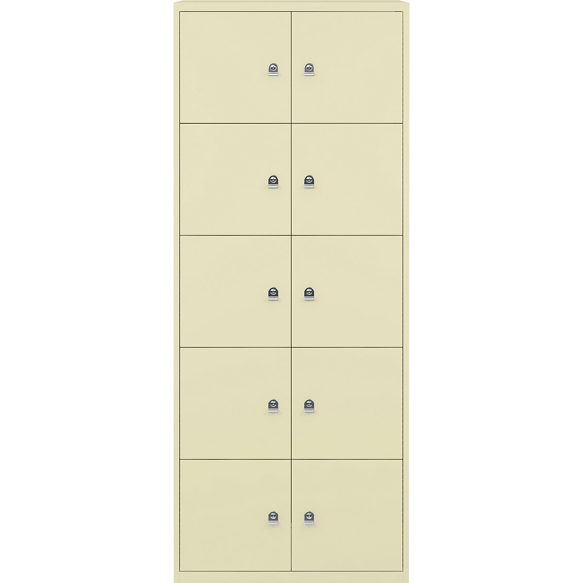 LateralFile™ lodge – BISLEY, with 10 lockable compartments, height 375 mm each, cream