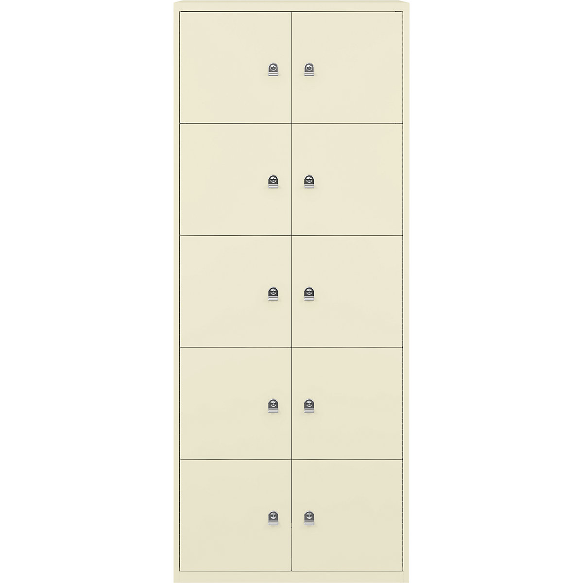 BISLEY – LateralFile™ lodge, with 10 lockable compartments, height 375 mm each, light ivory