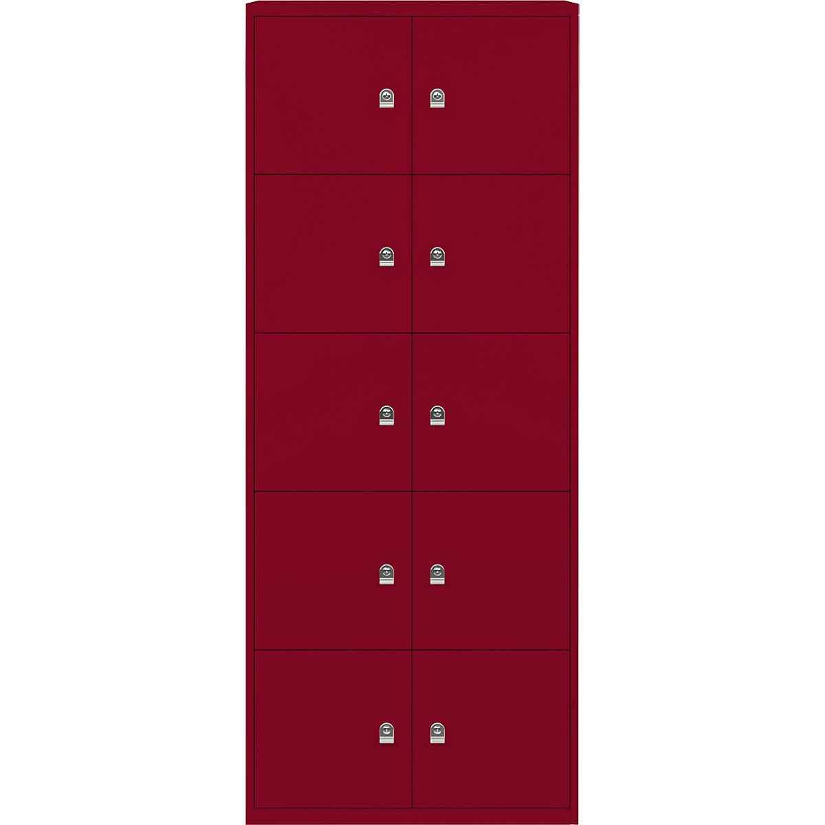 LateralFile™ lodge – BISLEY, with 10 lockable compartments, height 375 mm each, cardinal red-12