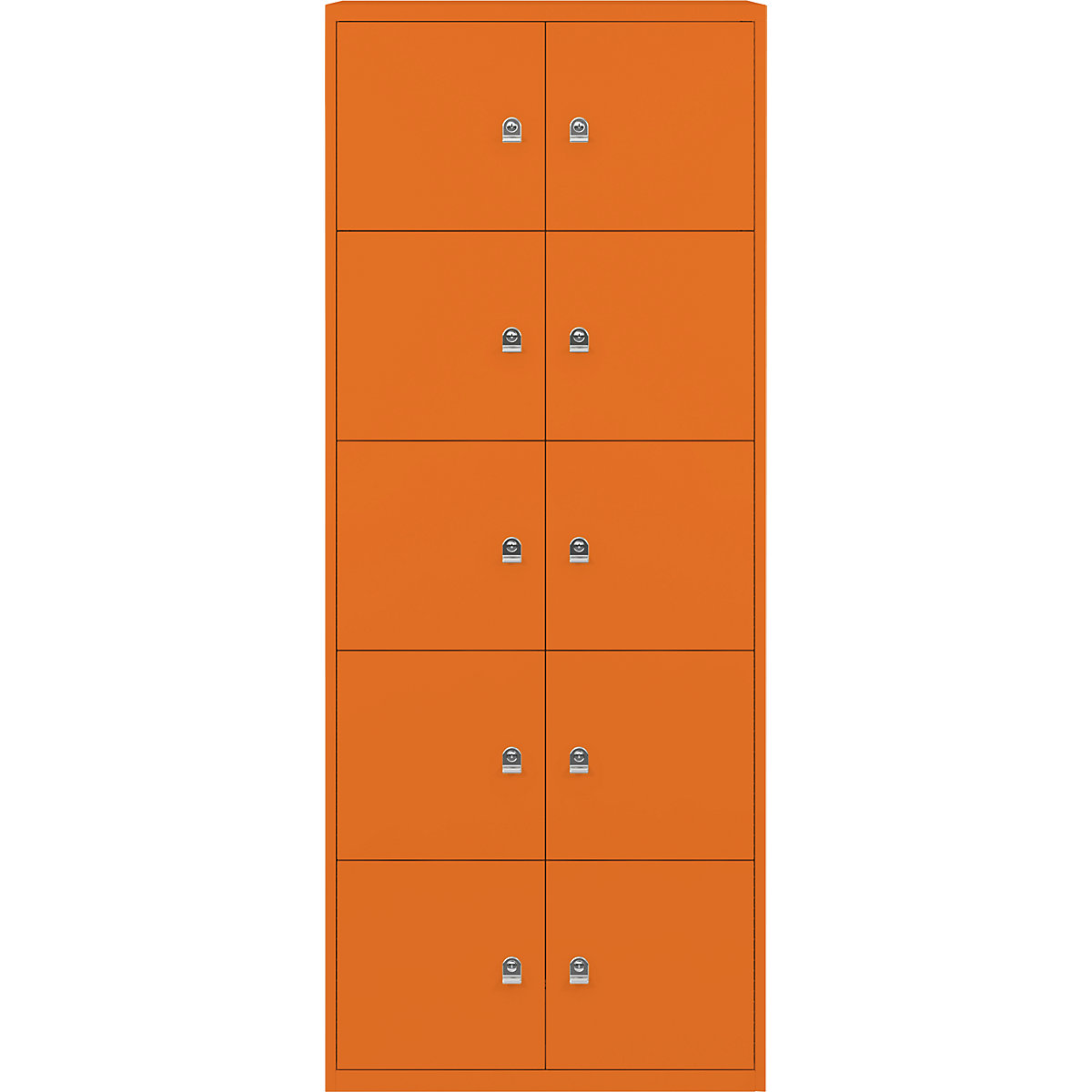 BISLEY – LateralFile™ lodge, with 10 lockable compartments, height 375 mm each, orange