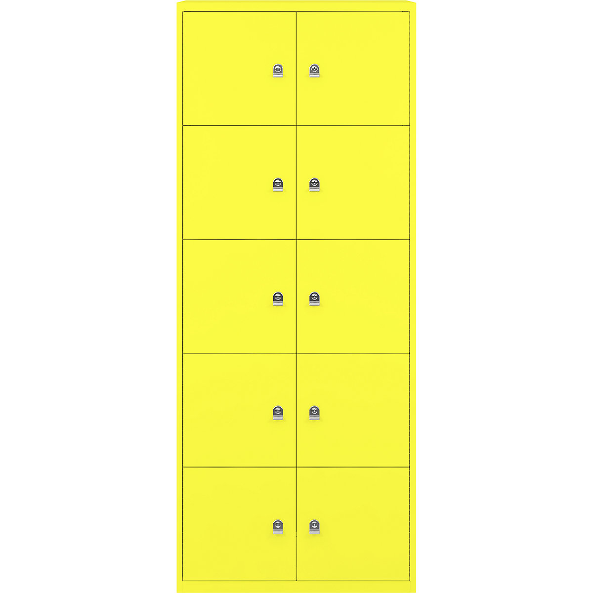 LateralFile™ lodge – BISLEY, with 10 lockable compartments, height 375 mm each, zinc yellow