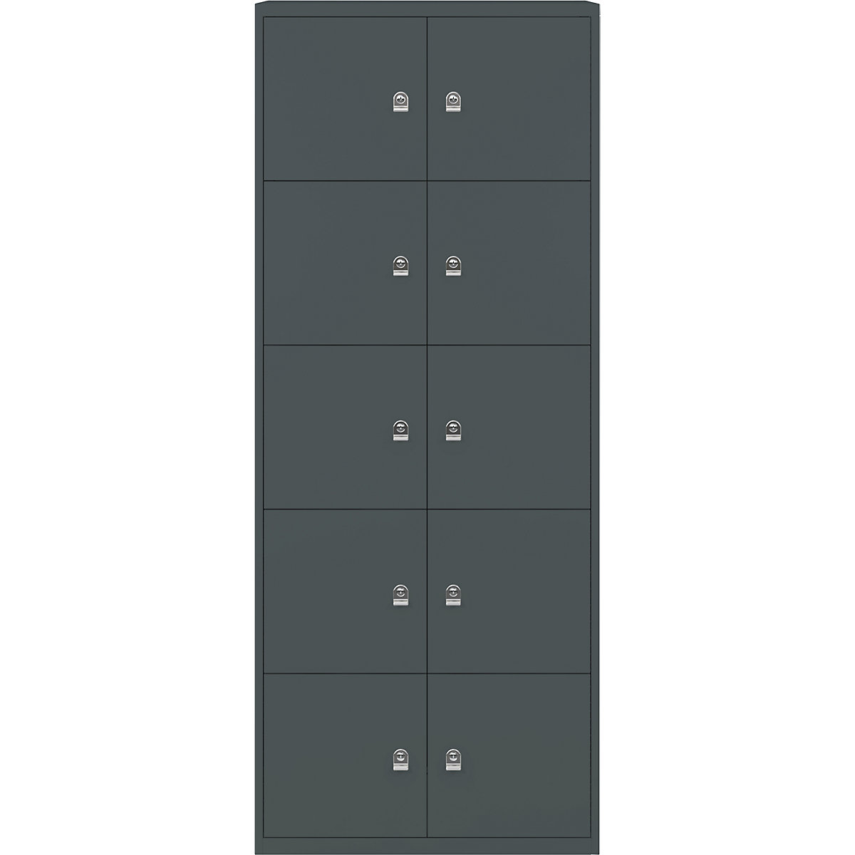 LateralFile™ lodge – BISLEY, with 10 lockable compartments, height 375 mm each, slate-18