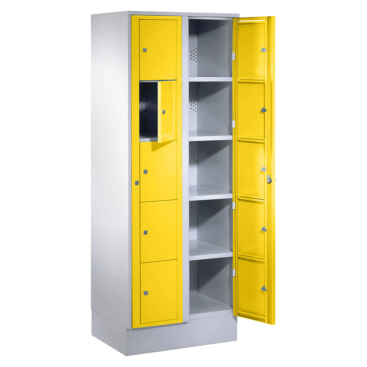 Laundry cabinet – Wolf, HxWxD 1800 x 700 x 500 mm, 10 compartments, light grey / zinc yellow-10