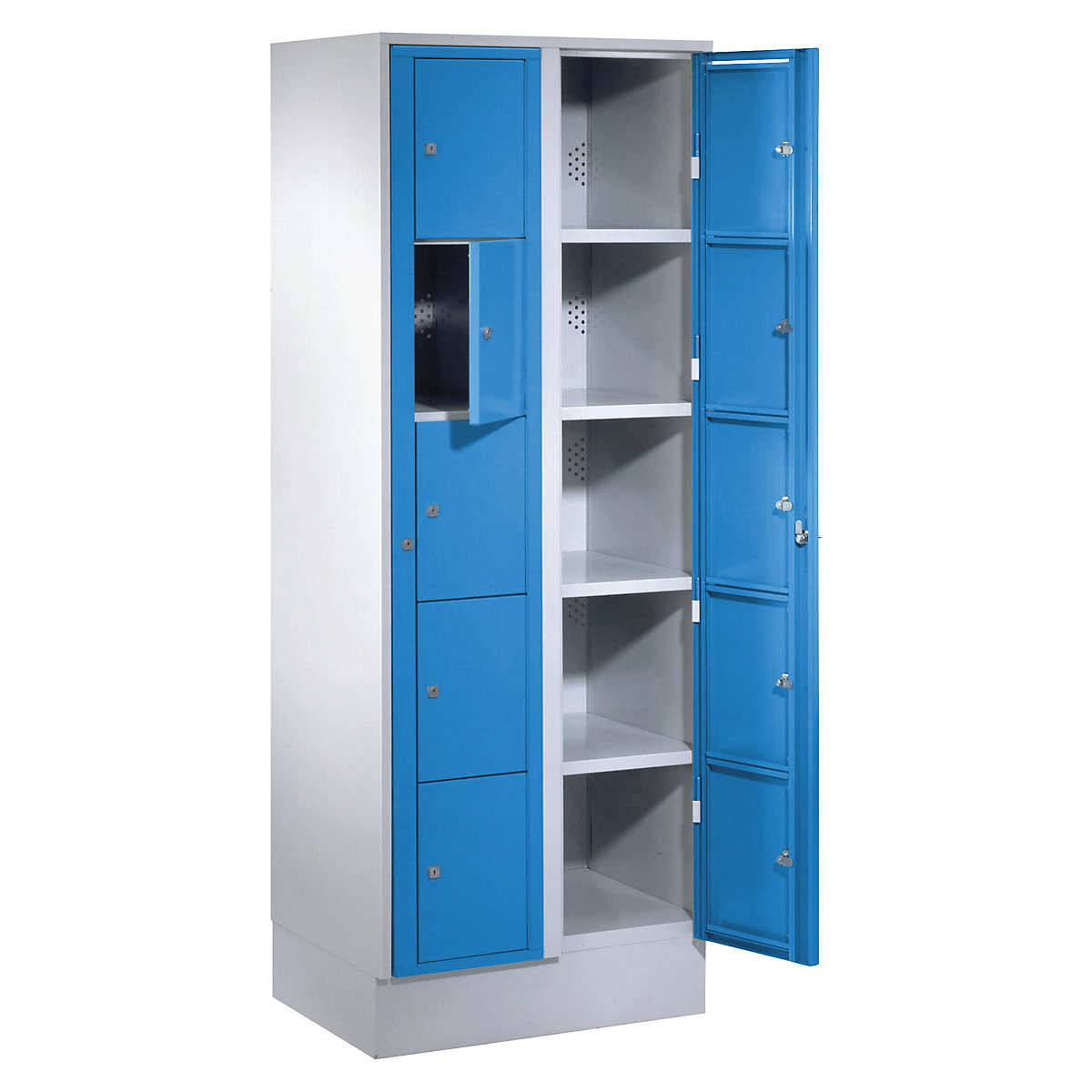 Laundry cabinet – Wolf, HxWxD 1800 x 700 x 500 mm, 10 compartments, light grey / light blue-12