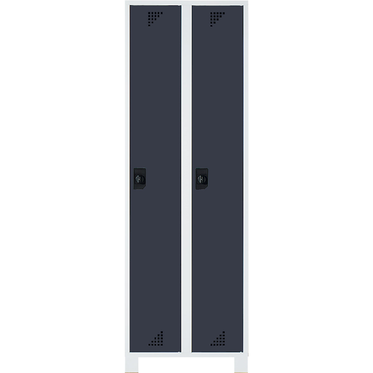 Multi-purpose cupboard and cloakroom locker – eurokraft pro, locker height 1695 mm, 2 compartments, width 600 mm, light grey body, charcoal doors-5