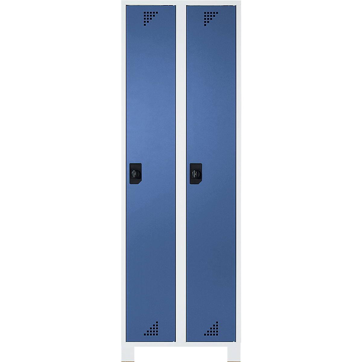 Multi-purpose cupboard and cloakroom locker – eurokraft pro, locker height 1695 mm, 2 compartments, width 600 mm, light grey body, brilliant blue doors-6