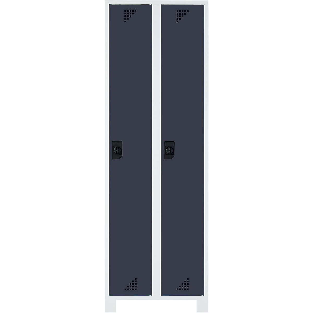 Multi-purpose cupboard and cloakroom locker – eurokraft pro, locker height 1695 mm, 2 compartments, width 800 mm, light grey body, charcoal doors-6