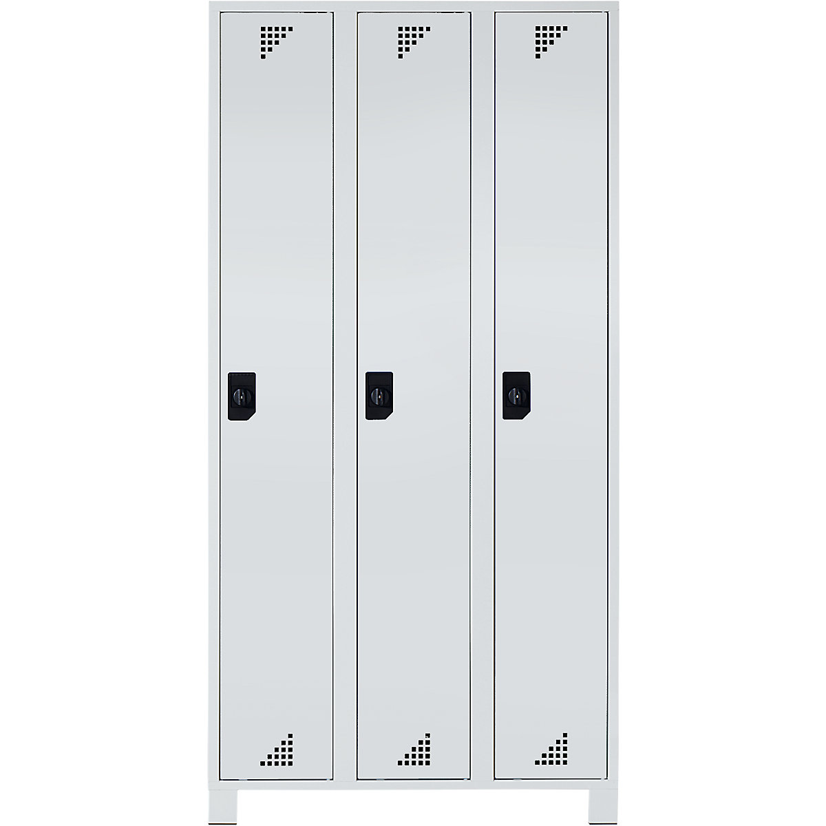 Multi-purpose cupboard and cloakroom locker – eurokraft pro, locker height 1695 mm, 3 compartments, width 900 mm, completely light grey