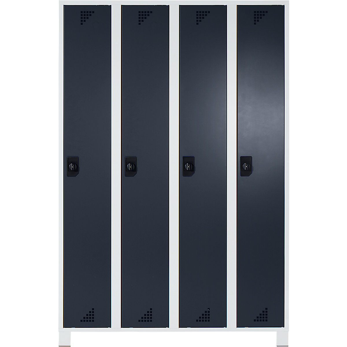 Multi-purpose cupboard and cloakroom locker – eurokraft pro, locker height 1695 mm, 4 compartments, width 1200 mm, light grey body, charcoal doors