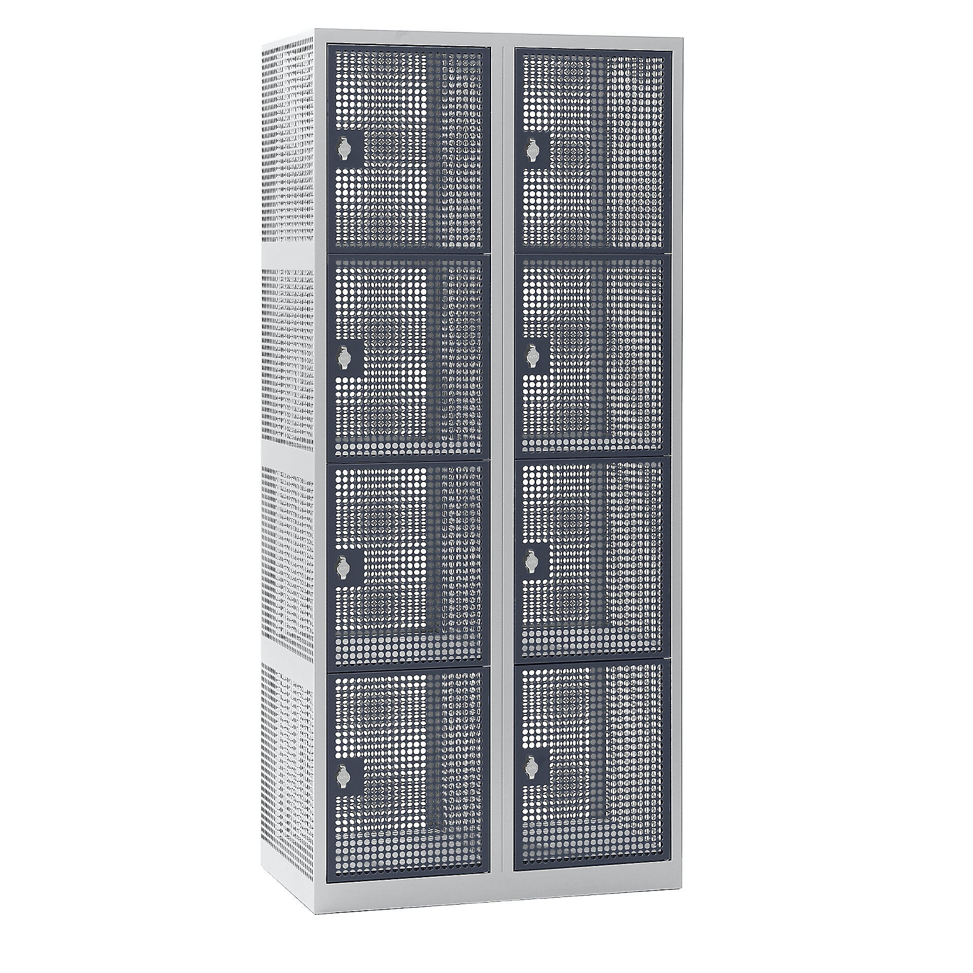 Perforated sheet steel locker, width 800 mm eurokraft pro compartment 400 mm, 8 compartments