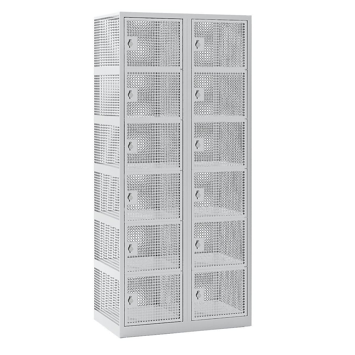 Perforated sheet steel locker, width 800 mm – eurokraft pro, compartment 400 mm, 12 compartments, for padlock, light grey doors-5
