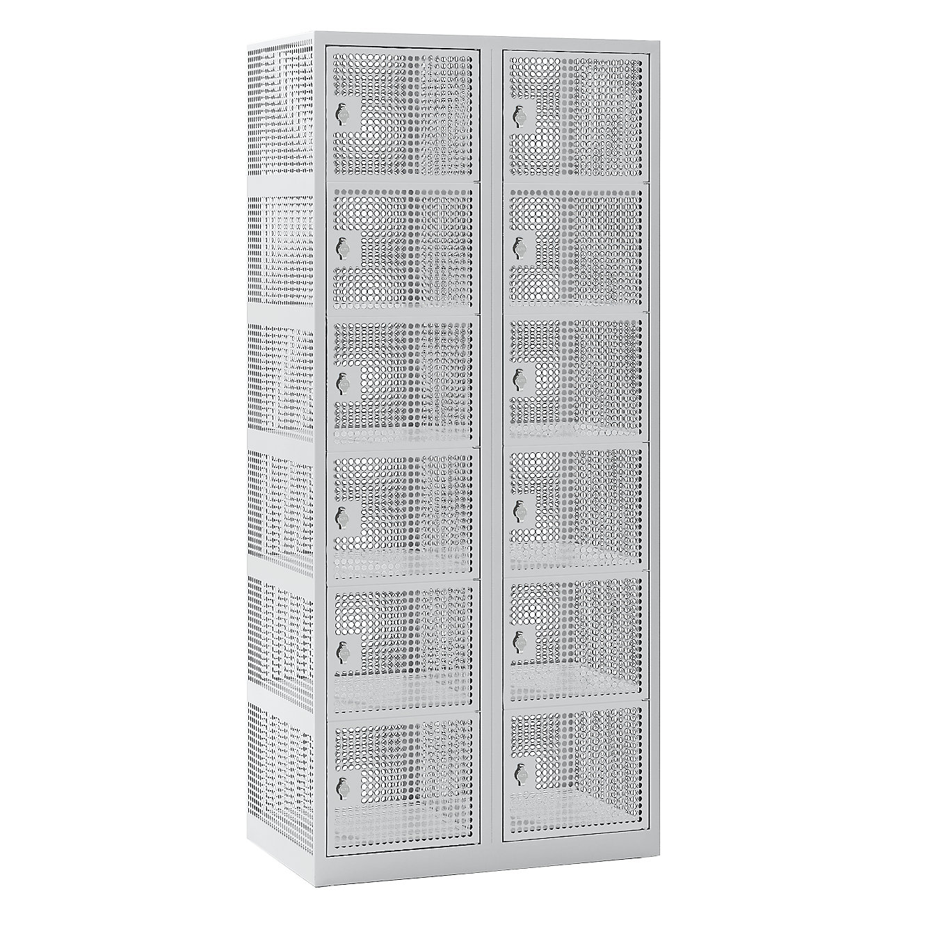 Perforated sheet steel locker, width 800 mm eurokraft pro compartment 400 mm, 12 compartments