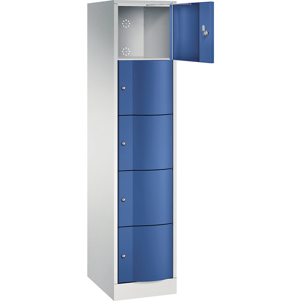 RESISTO compartment locker – C+P, HxWxD 1950 x 396 x 540, 5 compartments, light grey RAL 7035 / gentian blue RAL 5010-9