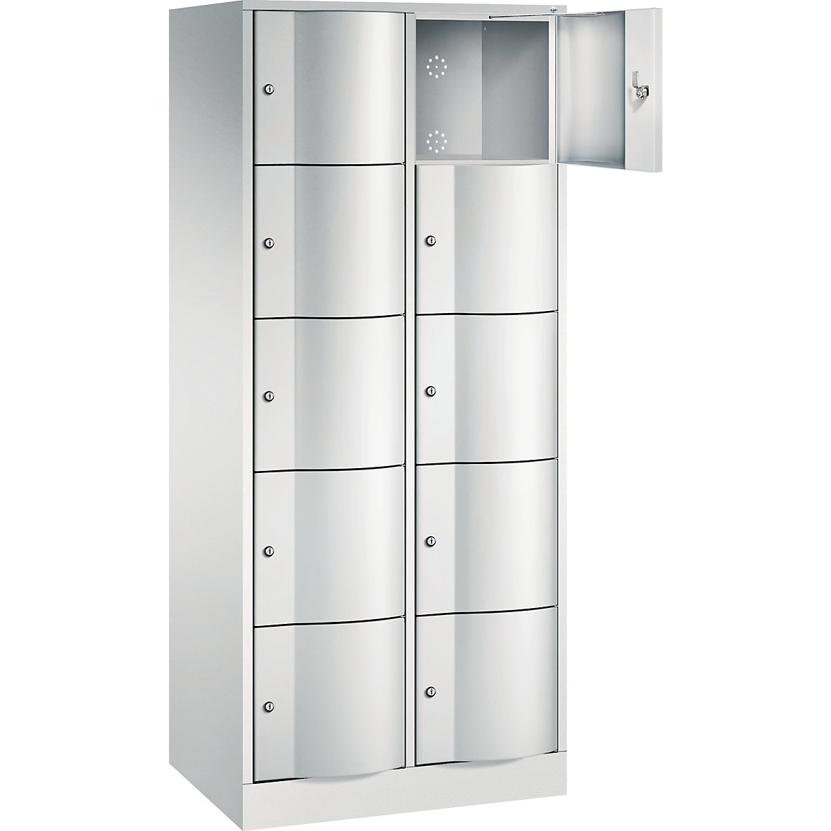 RESISTO compartment locker – C+P, HxWxD 1950 x 770 x 540, 10 compartments, light grey RAL 7035 / light grey RAL 7035