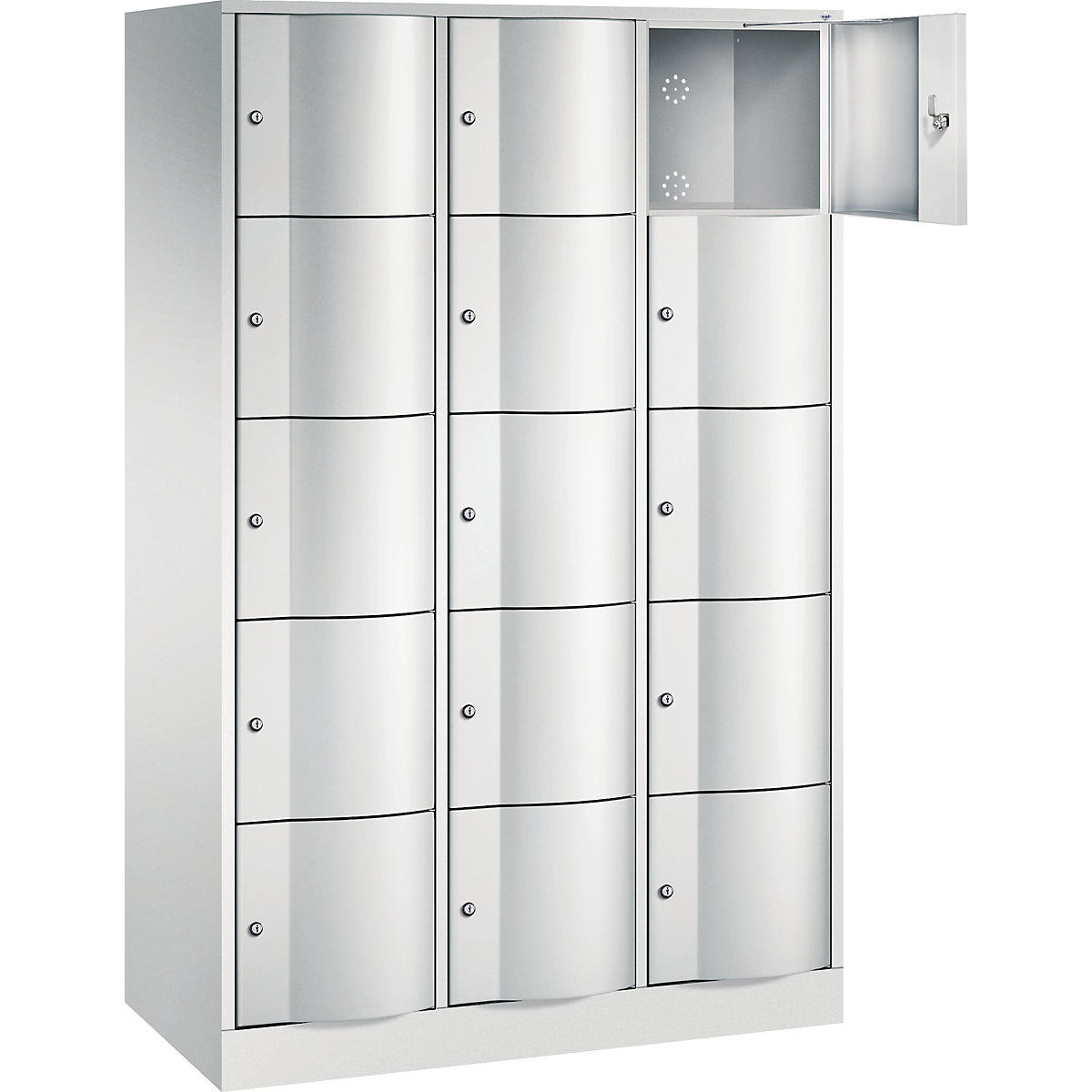 RESISTO compartment locker – C+P, HxWxD 1950 x 1150 x 540, 15 compartments, light grey RAL 7035 / light grey RAL 7035-8