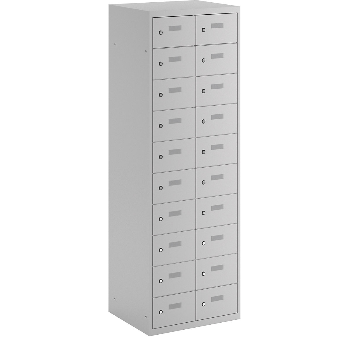 Small locker cupboard, 20 lockers, HxWxD 1800 x 600 x 500 mm, light grey doors-2