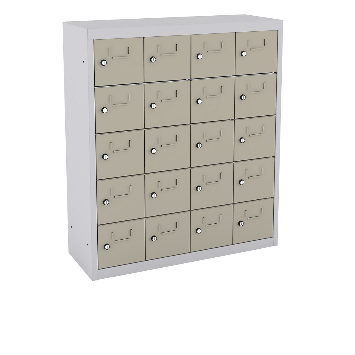 Small locker cupboard, 20 lockers, HxWxD 938 x 809 x 300 mm, doors pebble grey-2