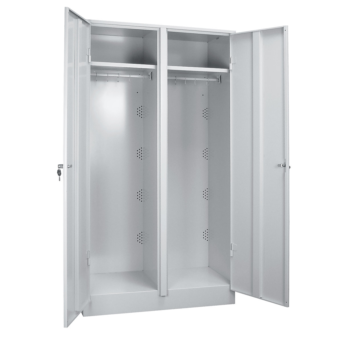 Steel cupboard – Wolf, cloakroom cupboard, 1000 mm wide, doors light grey RAL 7035, body light grey RAL 7035-5
