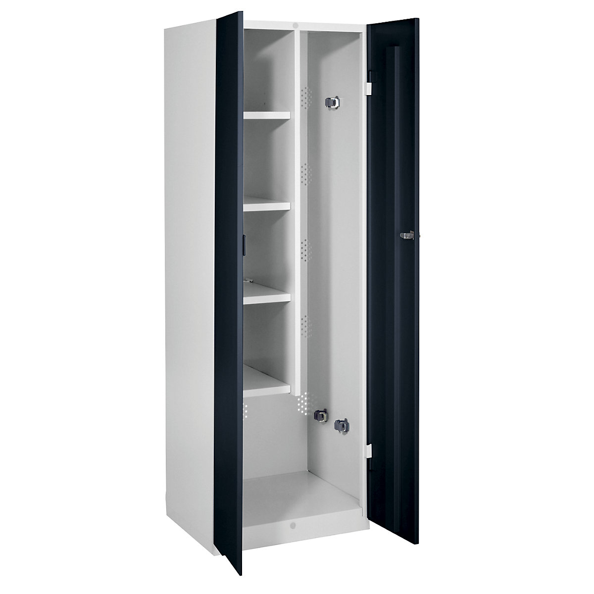 Steel cupboard – Wolf, width 600 mm, 4 shelves, 1 device compartment, jet black doors-4