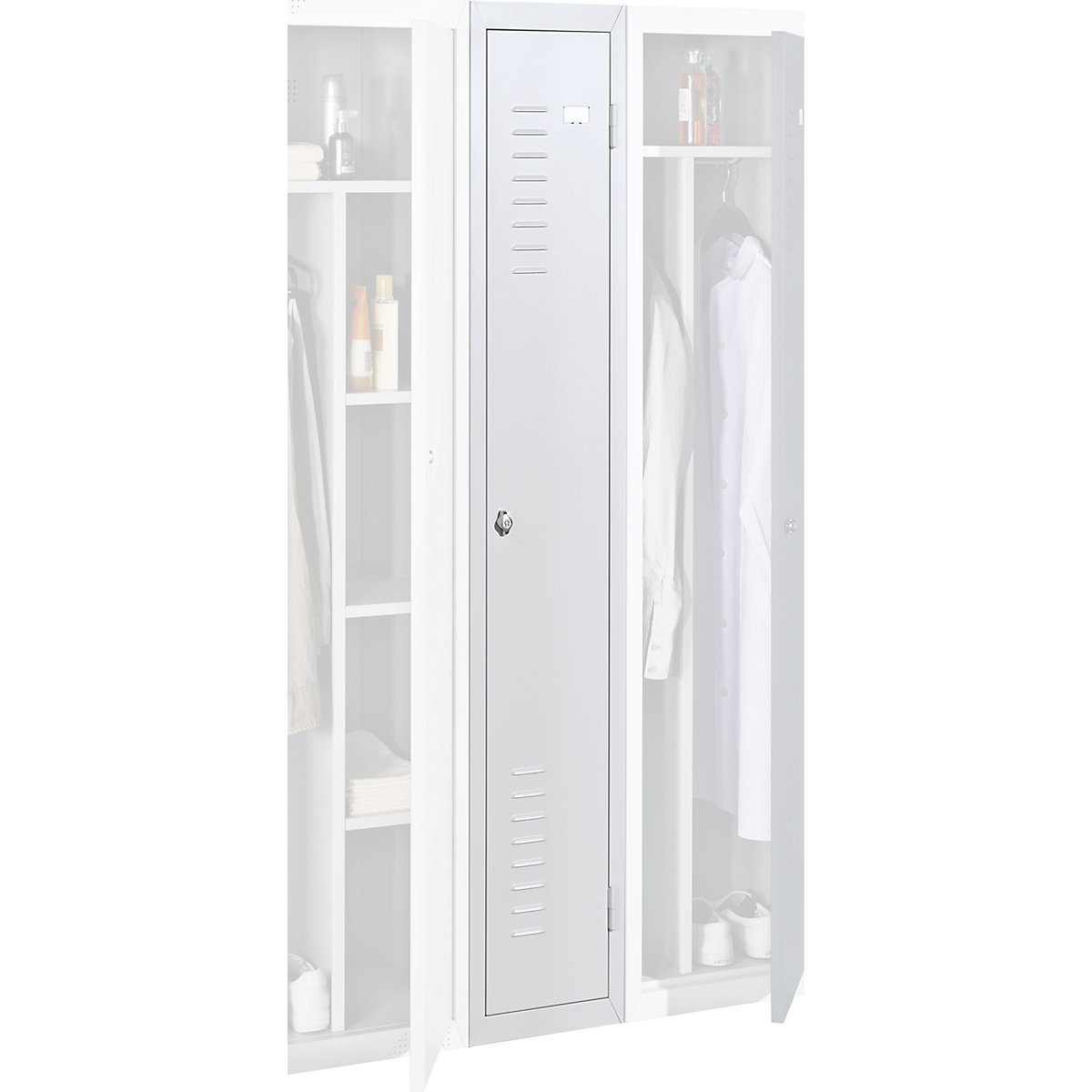 Steel locker, 1 compartment, width 300 mm, extension unit, light grey door-3
