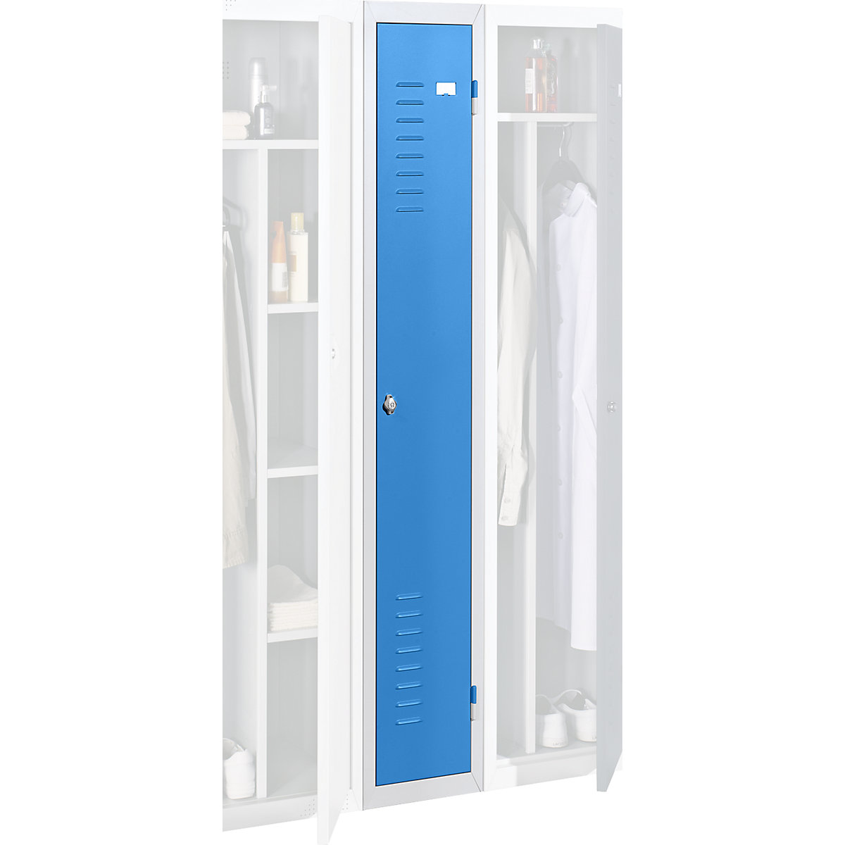 Steel locker, 1 compartment, width 300 mm, extension unit, light blue door-6