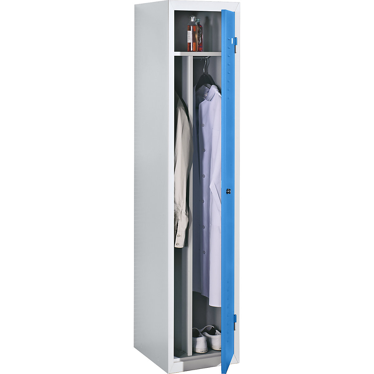 Steel locker, 1 compartment, width 400 mm, standard unit, light blue door-2
